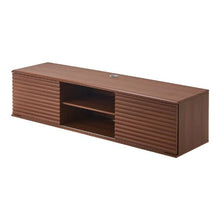 60 In Floating TV Stand Wall Mount Entertainment Center with Adjustable Shelf & Sliding Doors 2-Tier TV Shelf with Storage Cabinet - (Walnut)