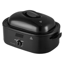 18QT Electric Roaster Oven, 1450W Metal Self-Basting Lid Defrost & Warm Functions Removable Pan & Rack (Black)