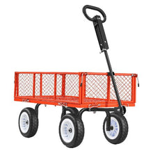 900 LBS Steel Garden Cart Heavy-Duty Wagon with 10" Tires & Detachable Panels