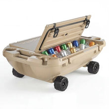 40 QT Floating Cooler with Wheels & Tow Rope Floating Ice Chest with Dry Storage Apricot