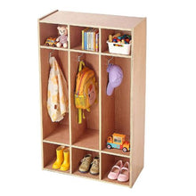 Kids Coat Cubby Organizer, 3-Section Wooden Locker with 6 Storage Cubbies