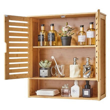 Bathroom Wall Cabinet 2 Doors Adjustable Shelf Over-the-Toilet Wall Mounted with Shelves & Open Partition