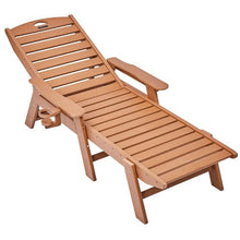 HDPE Chaise Lounge Chair 6-Position Adjustable Patio Lounge Chair with Cup Holder 400 lbs Capacity (Brown)