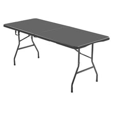 6 Ft Heavy Duty Folding Table – Portable Fold-in-Half Utility Table with Handle (Black)