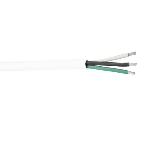 10 AWG 3 Conductor White Jacket Round Boat Cable (Standard Lengths)