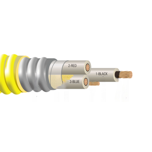 Type MV-105 Three Conductor Copper 2.4kV NLEPR Insulation 100% IL AIA Yellow PVC Jacket
