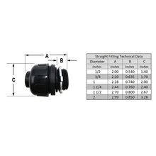 1/2" UL-Rated Non-Metallic Liquid Tight Conduit Straight Fitting Black (Pack of 25)
