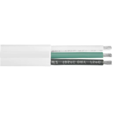 10 AWG 3 Conductor White Jacket Triplex Boat Flat Cable