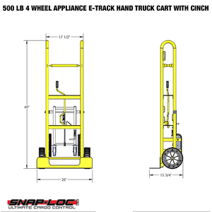 4 Wheel Appliance E-Track Hand Truck Cart with Cinch SLV0500ACY