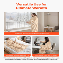 Manta térmica portátil de 127 x 178 cm con mangas y bolsillo para el pie, 10 niveles de calor, apagado automático a las 12 h, lavable a máquina, color beige 