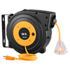 50ft Retractable Extension Cord Reel 14AWG/3C SJTOW Power Cord 180° Swivel