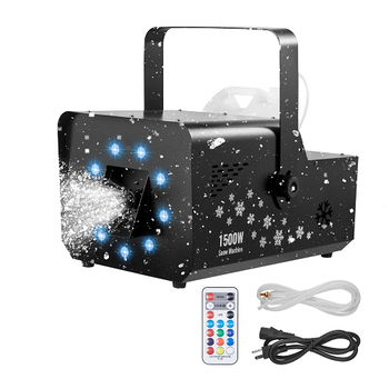 1500W Snow Maker Machine with RGB DMX512, 9 LED Lights & Wireless Remote, High-Output 5L Snowflake Maker