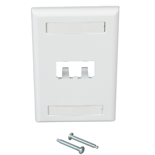2 Port Mini-Com Classic Series Vertical Faceplate ABS Label Pocket CFPL2WHY
