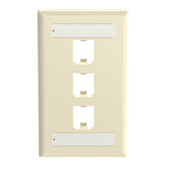 3 Port Mini-Com Classic Series Vertical Faceplate ABS Label Pocket CFPL3EIY
