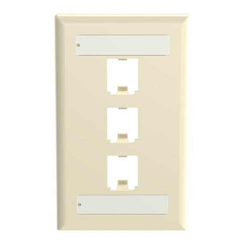 3 Port Mini-Com Classic Series Vertical Faceplate ABS Label Pocket CFPL3EIY