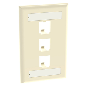 3 Port Mini-Com Classic Series Vertical Faceplate ABS Label Pocket CFPL3EIY
