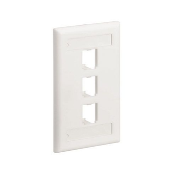 3 Port Mini-Com Classic Series Vertical Faceplate ABS Label Pocket CFPL3IWY