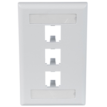 3 Port Mini-Com Classic Series Vertical Faceplate ABS Label Pocket CFPL3WHY