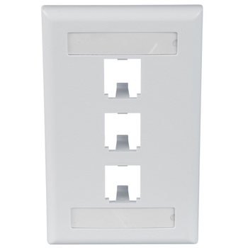 3 Port Mini-Com Classic Series Vertical Faceplate ABS Label Pocket CFPL3WHY