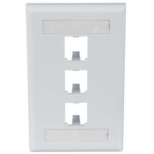 3 Port Mini-Com Classic Series Vertical Faceplate ABS Label Pocket CFPL3WHY
