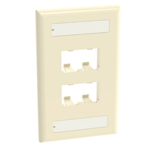 4 Port Mini-Com Classic Series Vertical Faceplate ABS Label Pocket CFPL4EIY