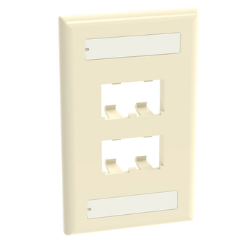 4 Port Mini-Com Classic Series Vertical Faceplate ABS Label Pocket CFPL4EIY