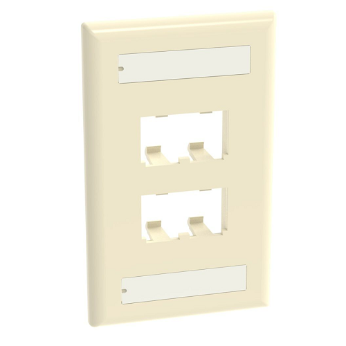 4 Port Mini-Com Classic Series Vertical Faceplate ABS Label Pocket CFPL4EIY