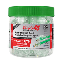 ProSeries Cat6 Unshielded with Cap45 Pass-Through RJ45 Modular Plugs Green Tint S45-1600P (100pcs/3Jar)