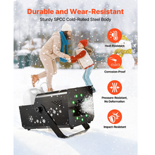 1500W Snow Maker Machine with RGB DMX512, 9 LED Lights & Wireless Remote, High-Output 5L Snowflake Maker