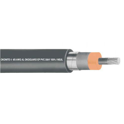 135-23-3656 1/0 AWG 1C Stranded Aluminum Shield EPR Copper Tape Okoguard Okoseal PVC MV-105 420mils 35KV Power Cable
