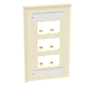 6 Port Mini-Com Classic Series Vertical Faceplate ABS Label Pocket CFPL6EIY