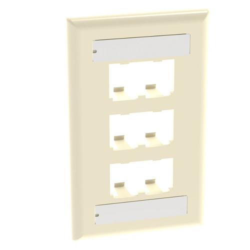 6 Port Mini-Com Classic Series Vertical Faceplate ABS Label Pocket CFPL6EIY