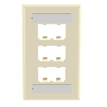 6 Port Mini-Com Classic Series Vertical Faceplate ABS Label Pocket CFPL6EIY