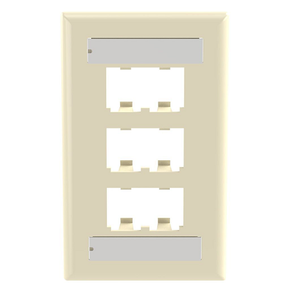 6 Port Mini-Com Classic Series Vertical Faceplate ABS Label Pocket CFPL6EIY