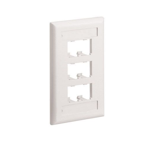 6 Port Mini-Com Classic Series Vertical Faceplate ABS Label Pocket CFPL6IWY
