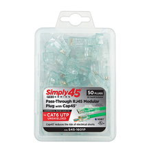 ProSeries Cat6 Unshielded Pass Through With Cap45 Clamshell RJ45 Modular Plugs Green Tint S45-1601P (50pcs/5Clamshell)