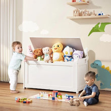 Wooden Kids Toy Chest with Safety Hinge (White)