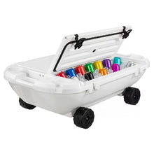 40 QT Floating Cooler with Wheels & Tow Rope Floating Ice Chest with Dry Storage (White)