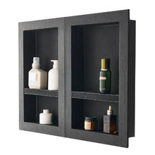 16 x 24 Inch Dual Shower Niches with Adjustable Shelves Waterproof (Black)