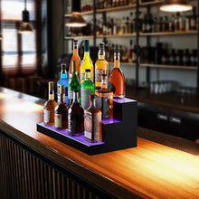 24" 3-Step Lighted Liquor Bottle Display Bar Shelf RF & App Control 24" 3-Step