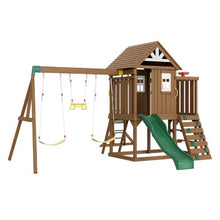 10-in-1 Wooden Swing & Playset with Slide, Fort, Climbing Wall & Sandbox