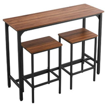 3-Piece Bar Table Set, 47 Rectangular Pub Table with 2 Stools, Rustic Office/Breakfast (Brown & Black)