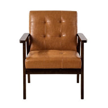 Mid-Century Rattan Accent Chair with Velvet Upholstery (Beige)