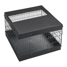 Dog Playpen 24" 4-Panel Foldable Metal Pet Fence with Door Cover & Pad (Black)