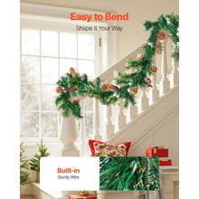 Artificial Christmas Garland with Light String Realistic Xmas Collection for Mantel and Fireplace (9FT)
