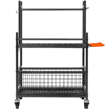 Garden Tool Organizer 16-Slot Metal Rack with Hooks & Wheels Yard Tool Stand for Garage & Shed
