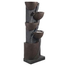 49.61" 5-Tier Outdoor Jar Water Fountain – Cascading Floor Standing Fountain with LED Light & Pump for Garden Patio & Home