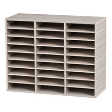 27 Slot Wooden Literature Organizer File & Mail Sorter with Adjustable Shelves – (Grey)