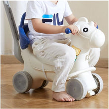 4-in-1 Rocking Horse for Toddlers Ride-on Toy with Balance Board & Wheels (Blue)