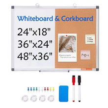 24" x 18" Whiteboard & Cork Board Combo with Aluminum Frame – 2-in-1  for School Office
